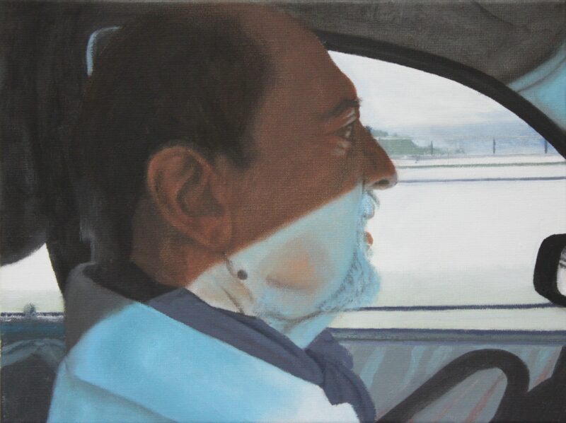 Im Auto, 2007, Malerei von Andrea Eitel